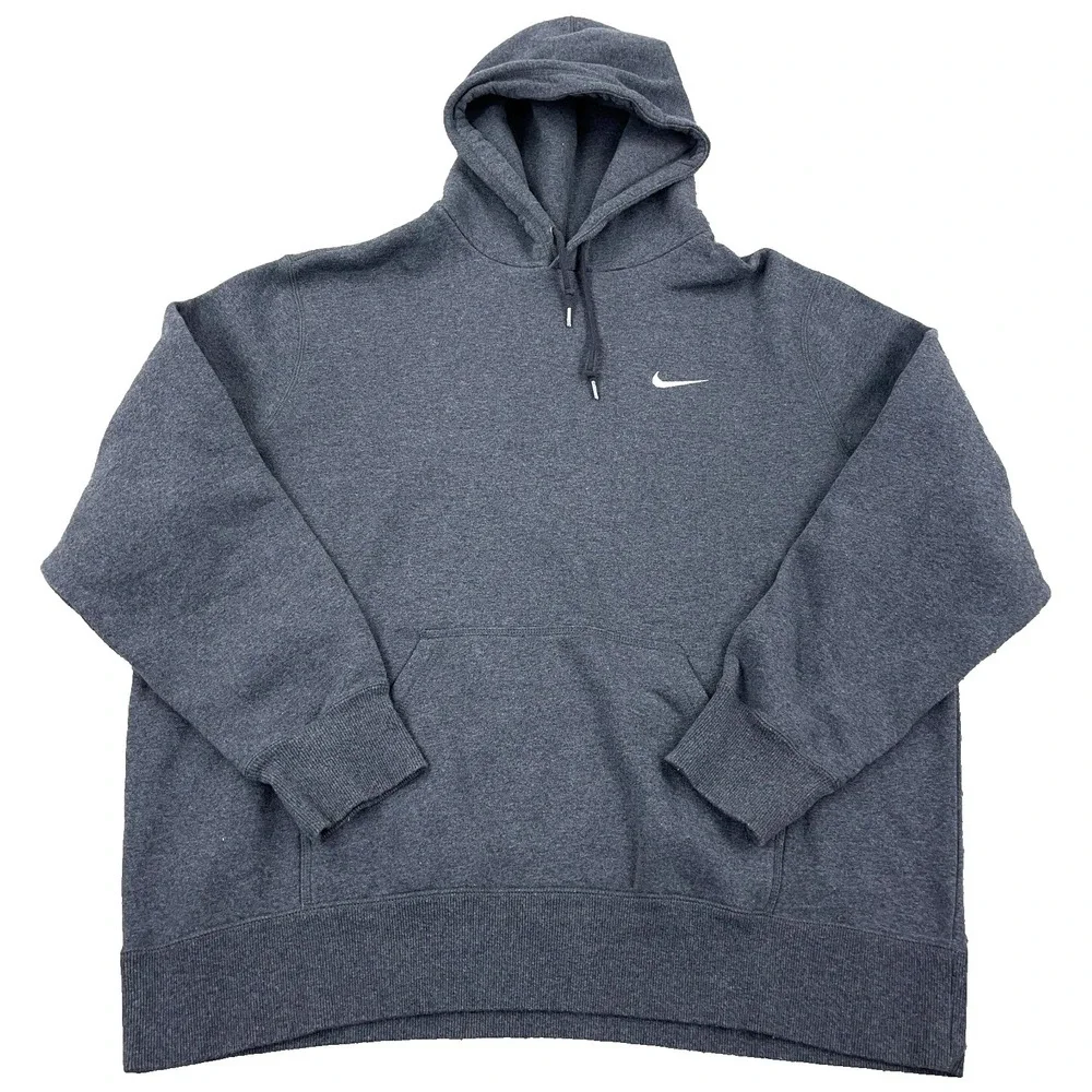 Nike Hoodie Men XXL Gray Sweatshirt Sweater Mini Swoosh Heather Y2K Retro Adult
